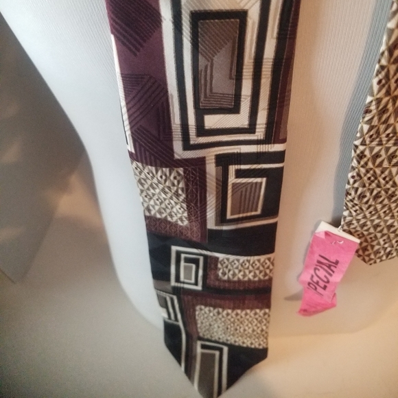 Vintage Gianfranco RUFFINI Made in Italy Black & Tan Tie - Picture 3 of 6